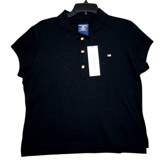 Ralph Lauren Polo Jeans Co. Black Rhinestone Button Polo – Size XL - Picture 1 of 5